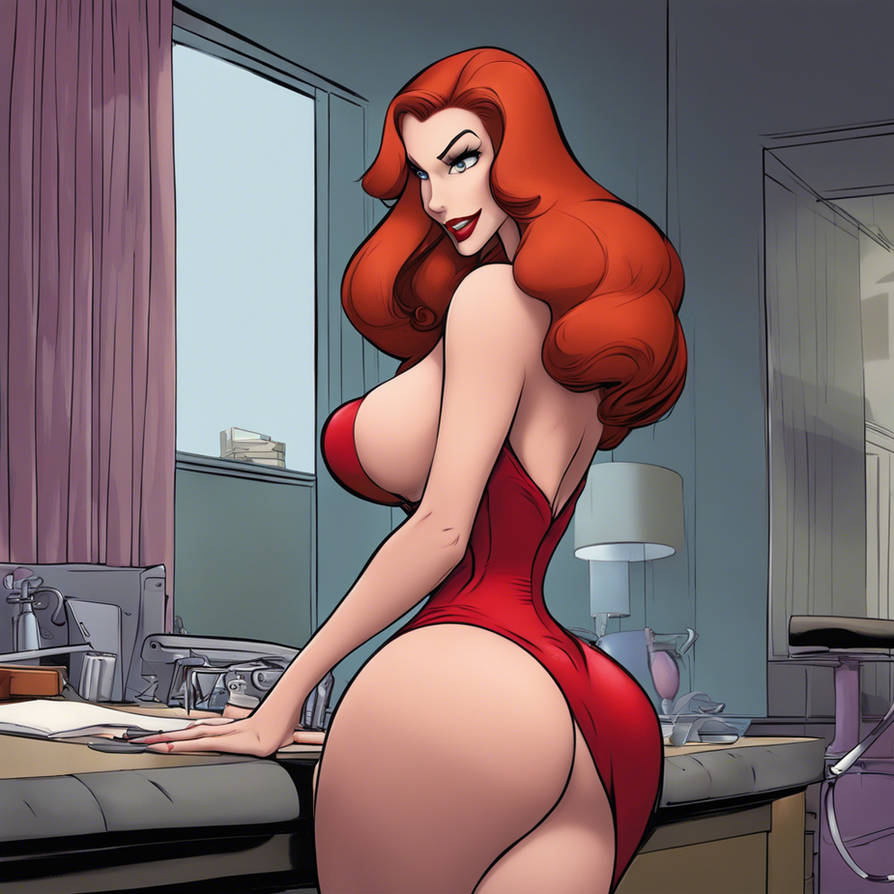 Jessica Rabbit bent over towards you with massive