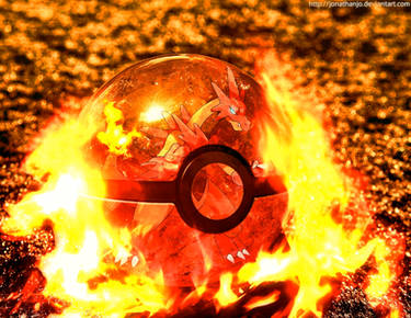 Volcarizard in a Pokeball