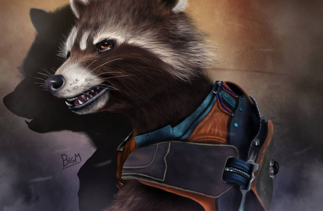 Rocket Raccoon - digital drawing (2) by BiigM on DeviantArt