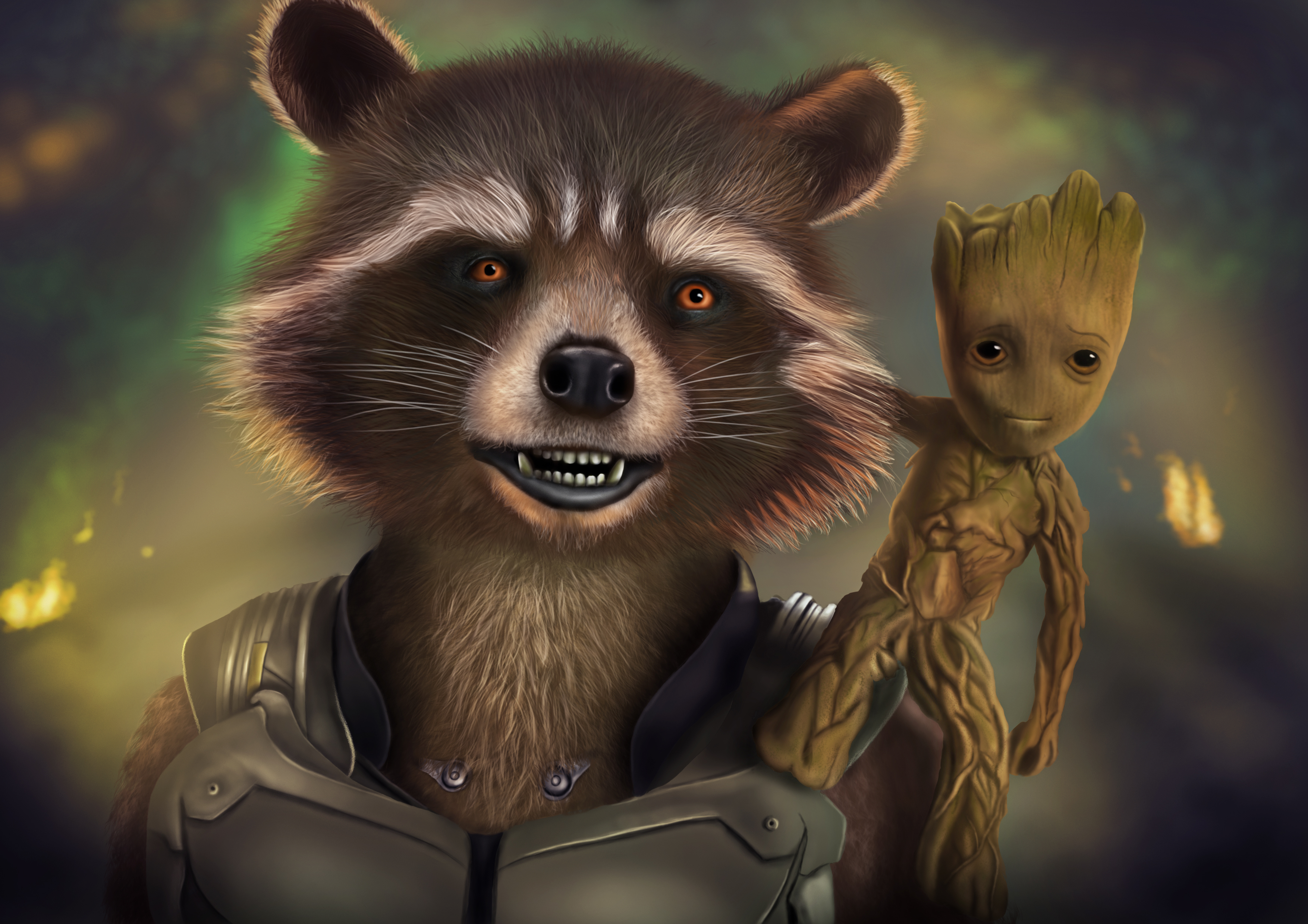 Rocket and Groot - digital drawing