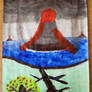 Beginner Painting of Erupting Volcanoes.