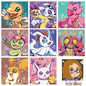 Digimon Icons in a collage