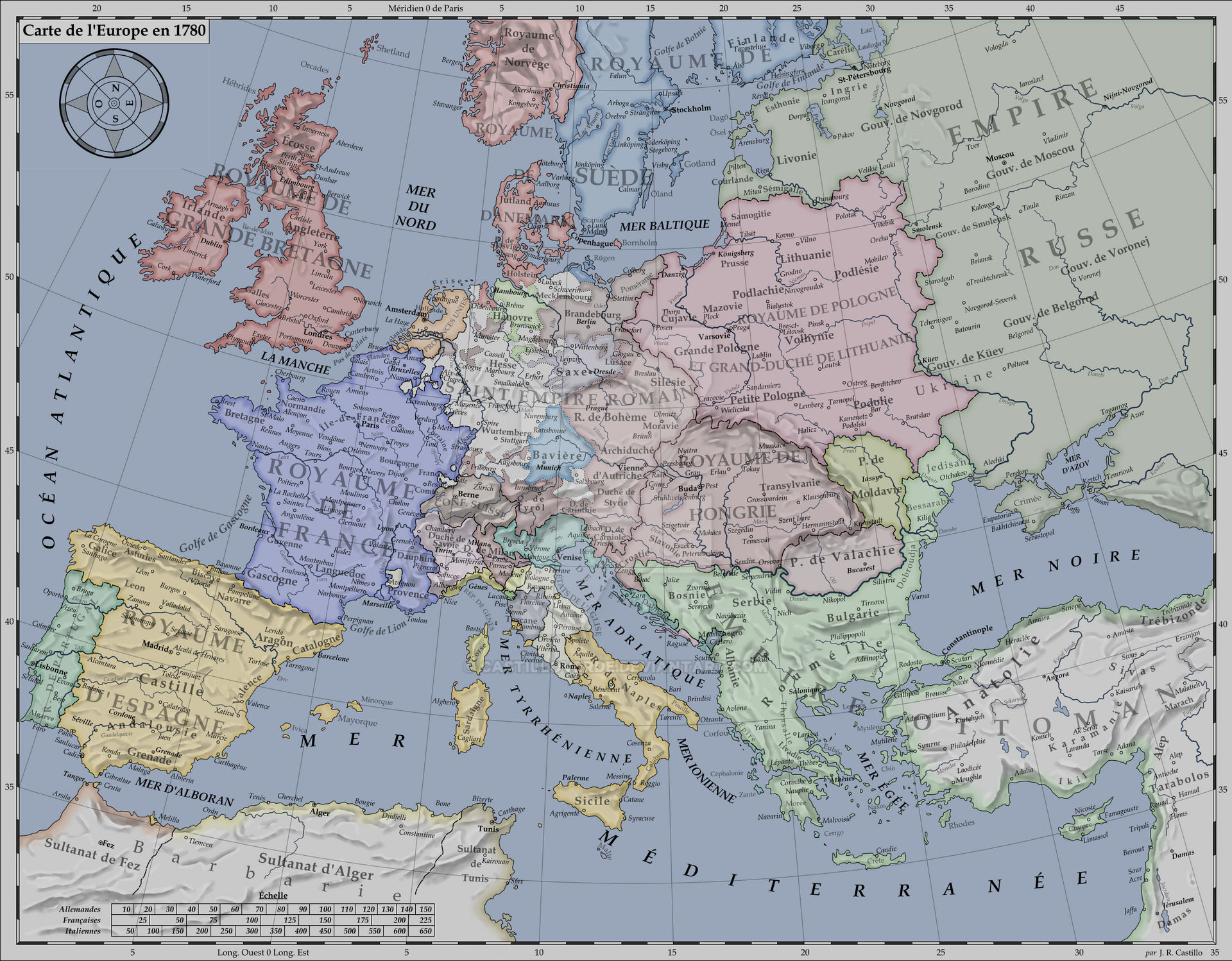 Carte de l'Europe en 1780
