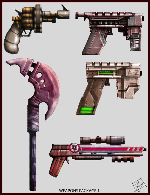 weapon concepts package1 by artofjosevega on DeviantArt