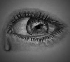 Eye, a little tear.