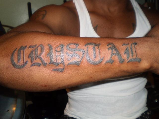 Crystal name on forarm