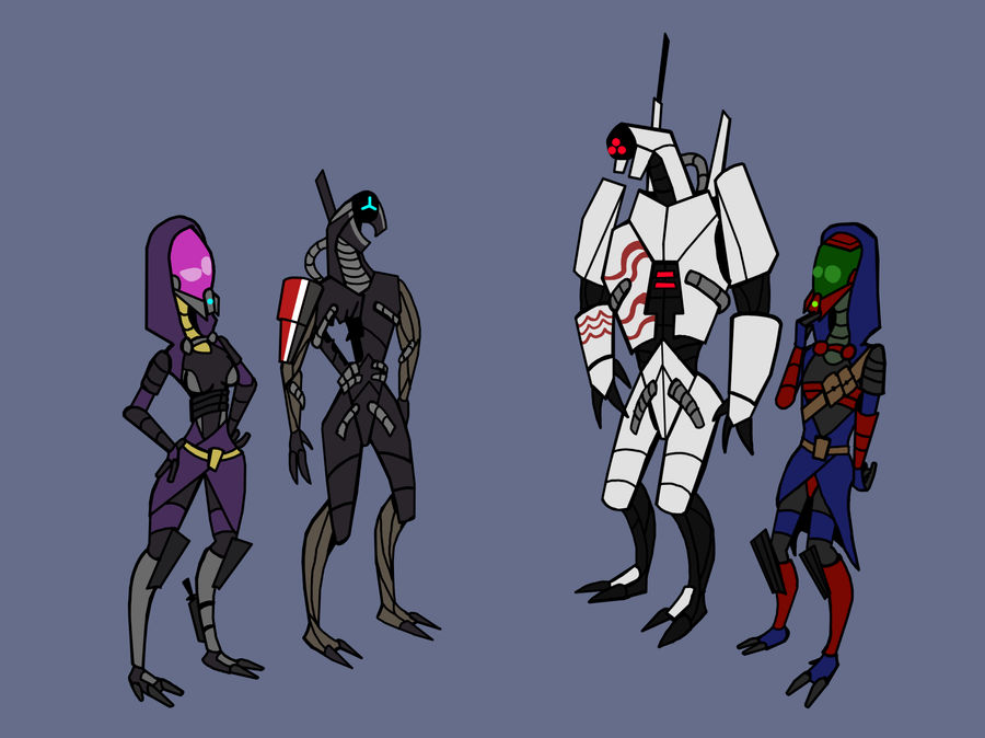 Geth Deviantart Two Geth Two Quarian by Finjix on DeviantArt