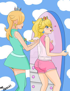 Commission: Peach and Rosalina Wedgie