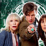 The Doctor, Jo Grant, and Sarah Jane