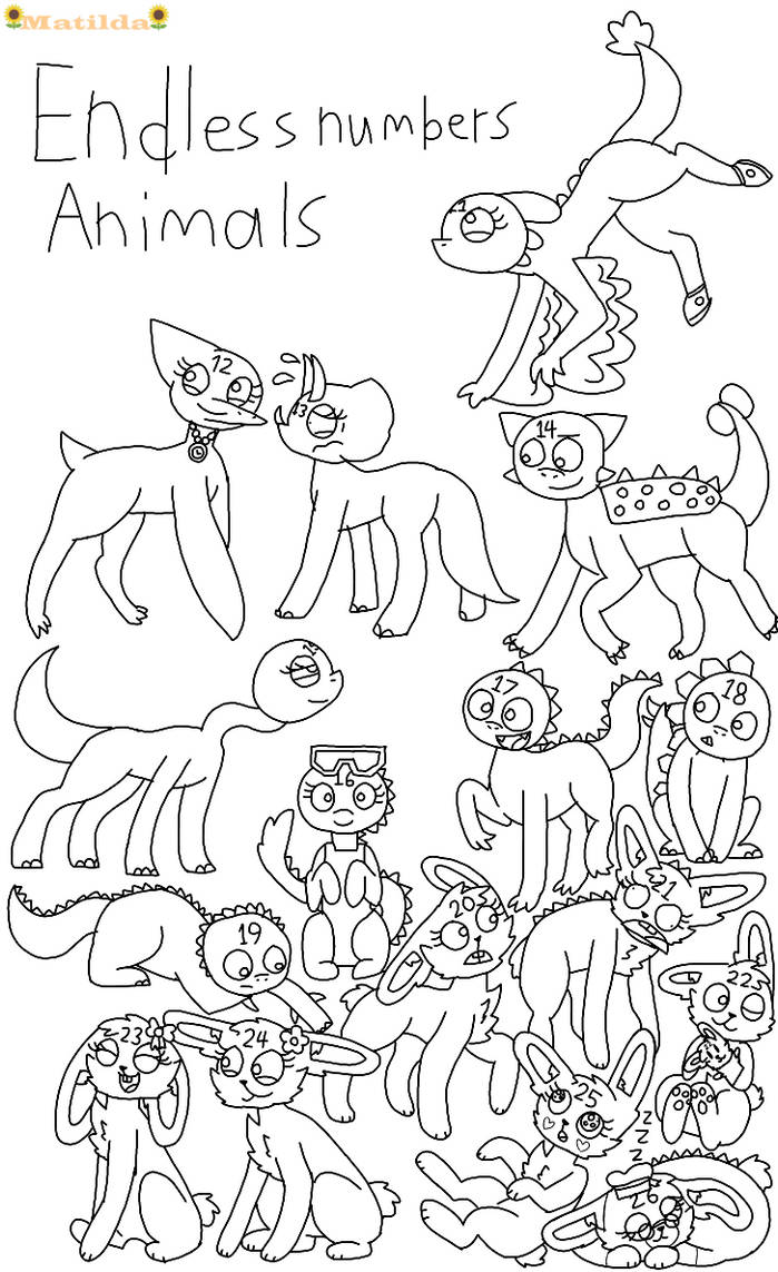 Endless Numbers Derf Endless numbers as animals (11 - 26) by Matildasquirrel on DeviantArt