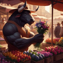 Bull With a Flower Shop