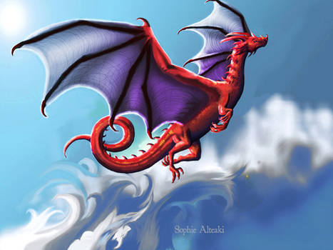 Commission : Red dragon on the wind