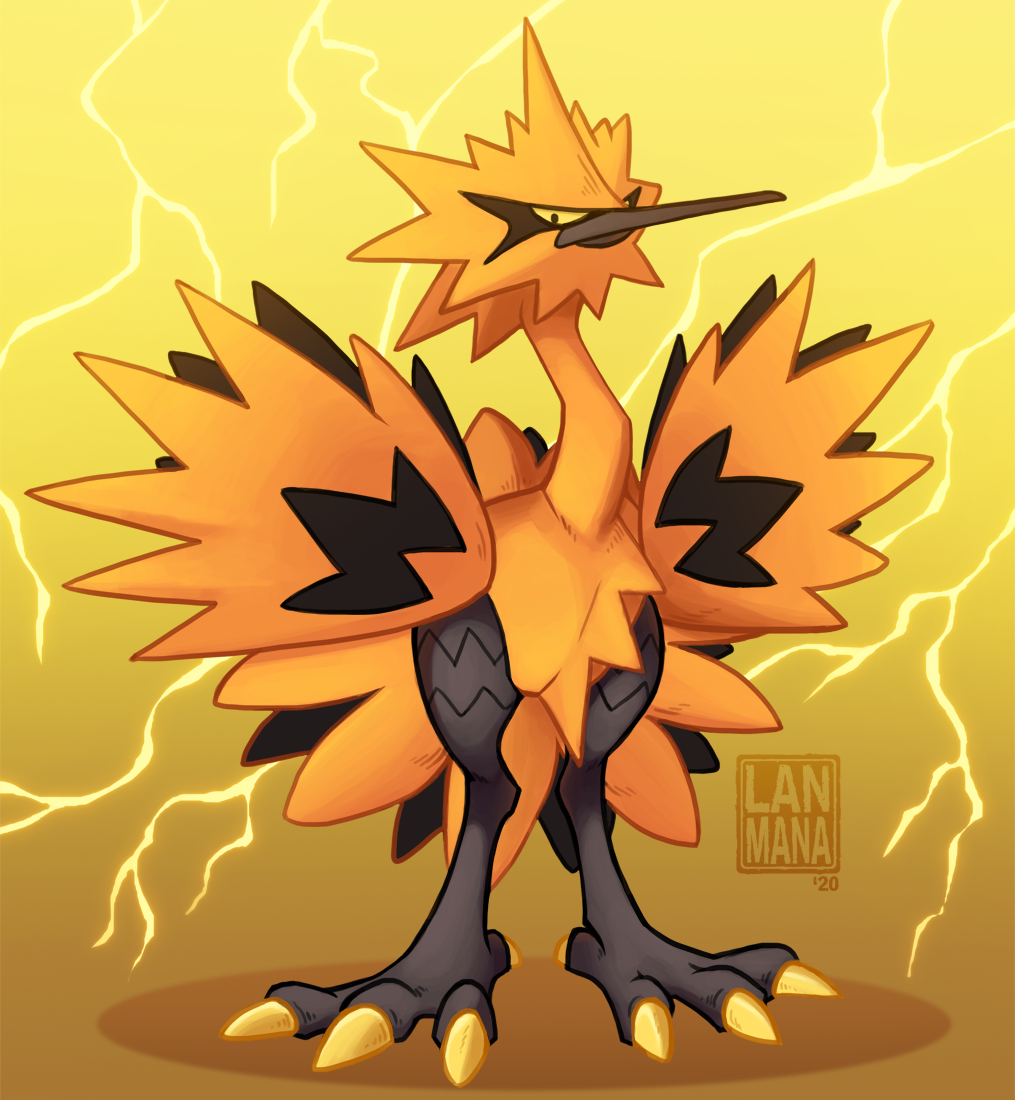 Shiny Galarian Moltres by TheGlitchyDemon on DeviantArt