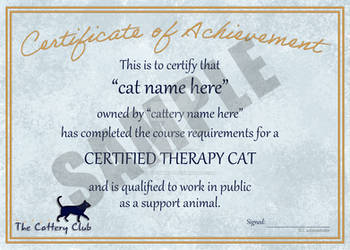 TCC Certified Therapy Cat :: sample certificate