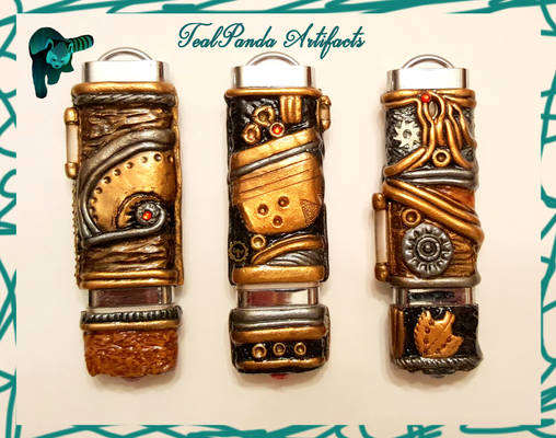 Steampunk USB Drives - Gold and Black w/ Red Gems