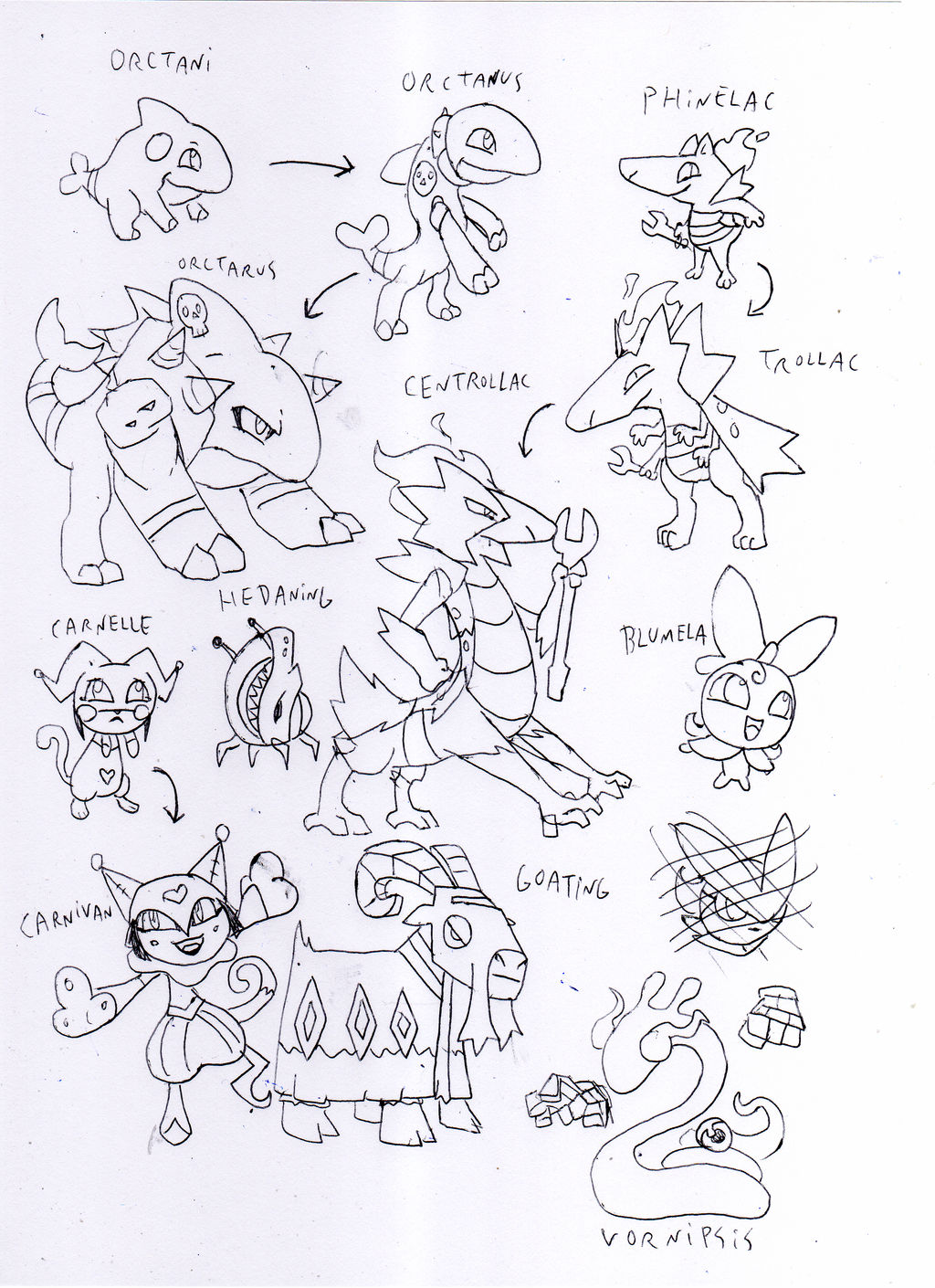 Sketchs, Fakemon second try by toongrowner on DeviantArt