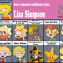 Draw a character in different styles: Lisa Simpson