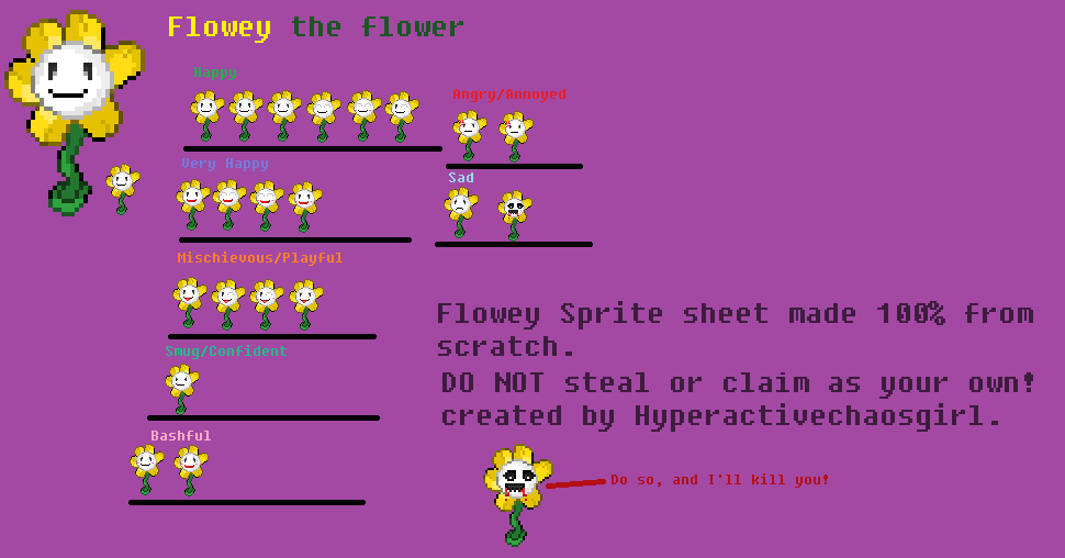 Flowey the Flower sprite sheet