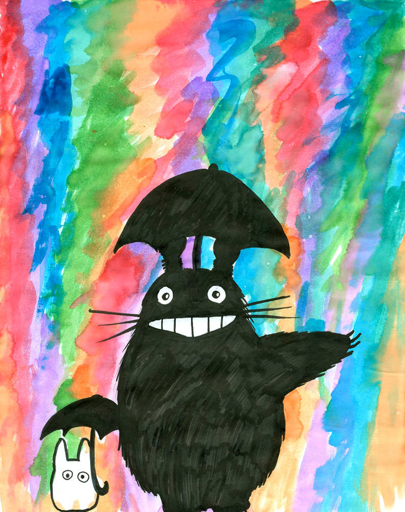 Totoro enjoys the rain by Starath