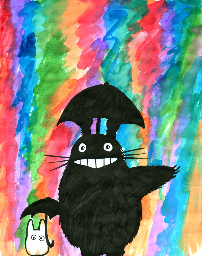 Totoro enjoys the rain by Starath