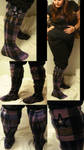 Upcycled Purple Plaid Boots by bowiegirl1982