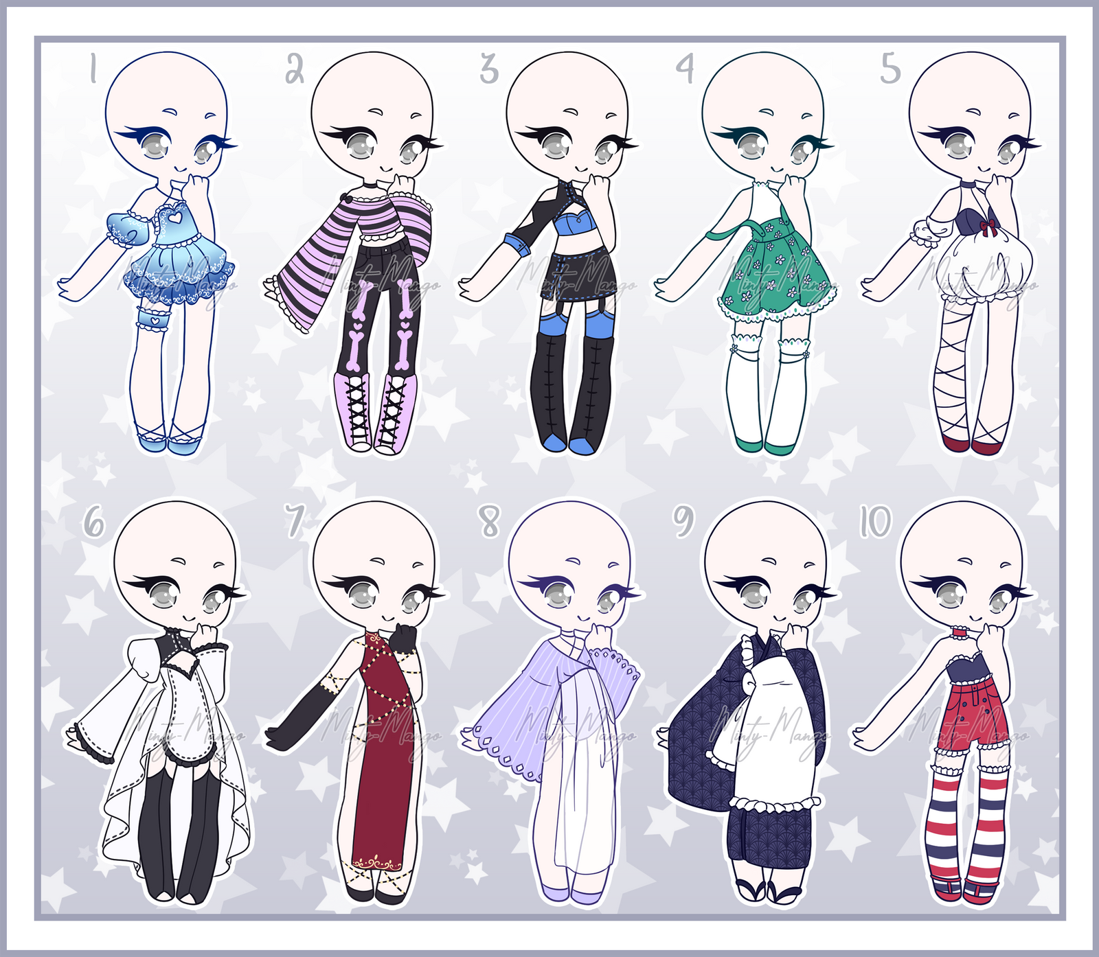 Chibi Outfit Adoptable Batch 04 - Closed by minty-mango on DeviantArt