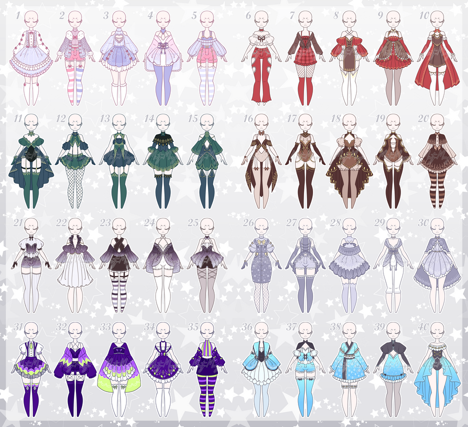 Outfit Adoptable Batch 100 - Closed by minty-mango on DeviantArt