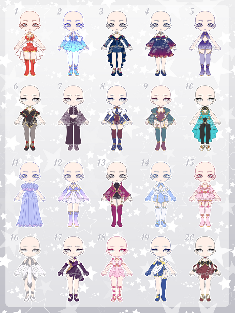 Chibi Outfit Adoptable Batch 2 - Closed by mango-designs on DeviantArt