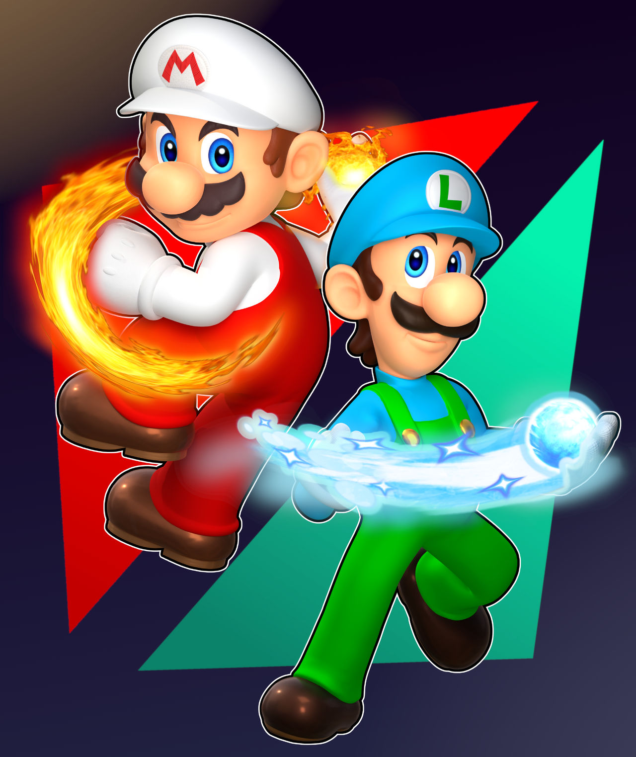 Fire Mario And Ice Luigi by Omenic on DeviantArt