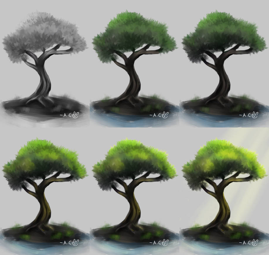 Tree Study Process by blackrabbitartworks on DeviantArt