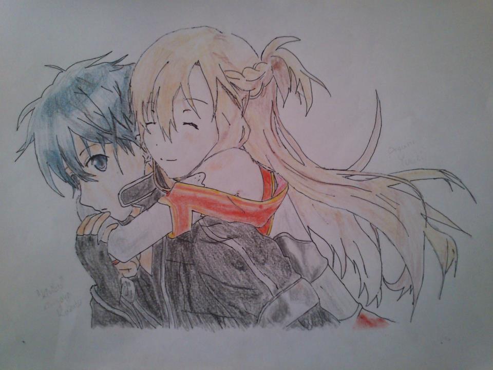 SAO - Kirito and Asuna hug