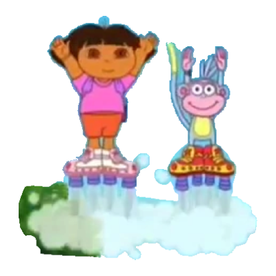 Dora and boots landing with rocket shoes by Siggisen on DeviantArt