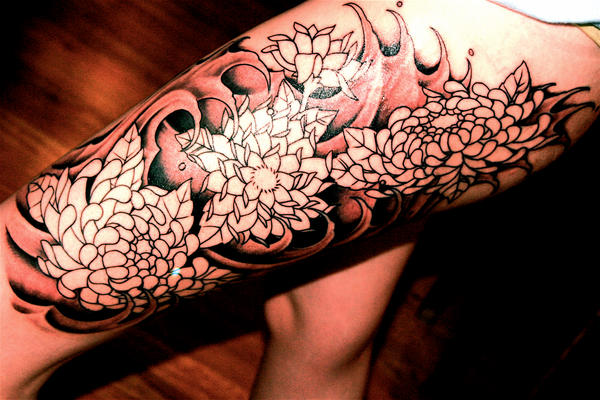 My 3ed Tattoo - Unfinished BW by Cheshire-neko
