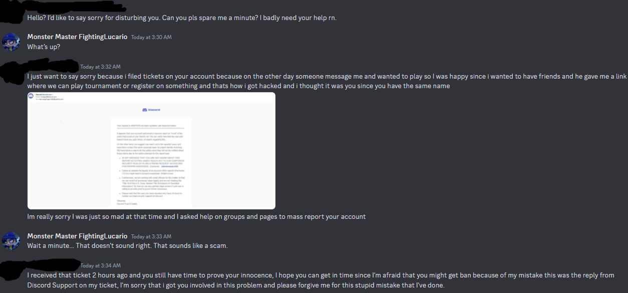 Potential I Accidentally Reported You Scam by FightingLucario on DeviantArt