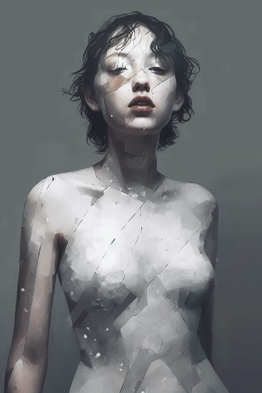 Minimalism Woman in White Body Paint 02 by IAmTheWalrussss on