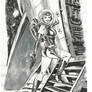 Rocket- Girl inktober sketch.