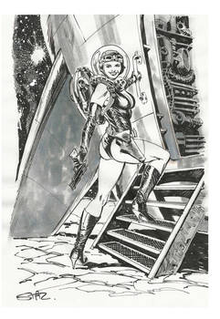 Rocket- Girl inktober sketch.