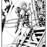 Rocket Girl climbs aboard her ship.