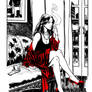 Femme fatale. Black, white and red