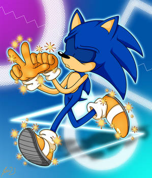 Sonic but with Orange Gloves and Shoes