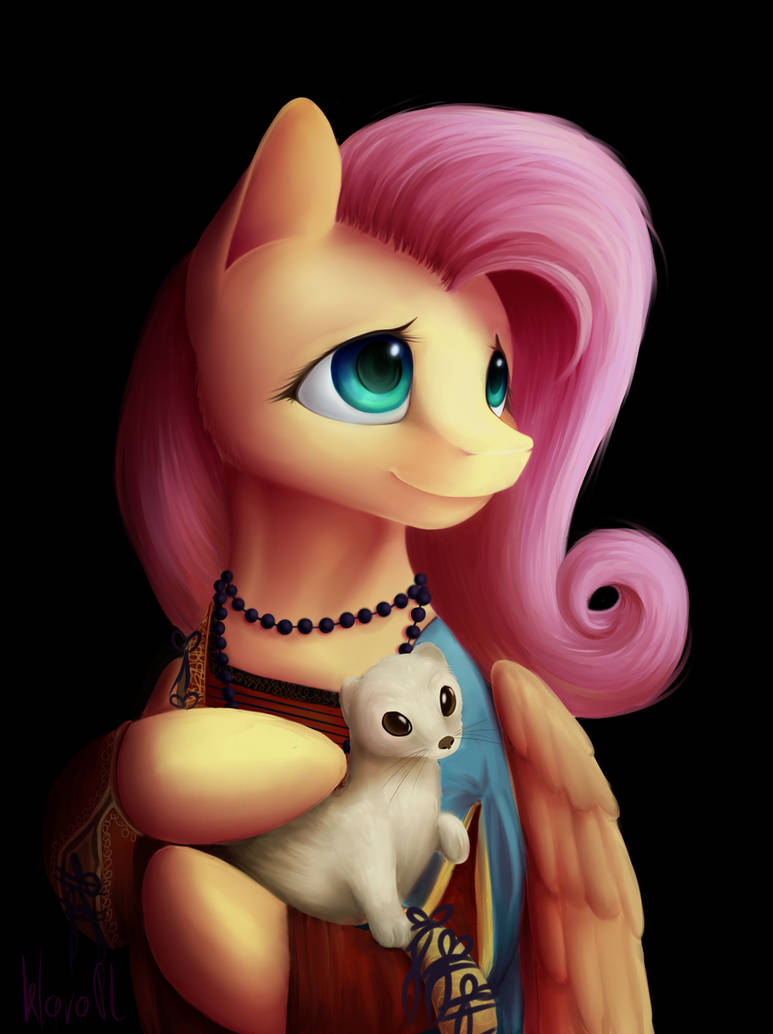 Fluttershy with an Ermine by KlaraPL