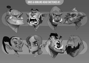 Orc and Goblin head sketches #1