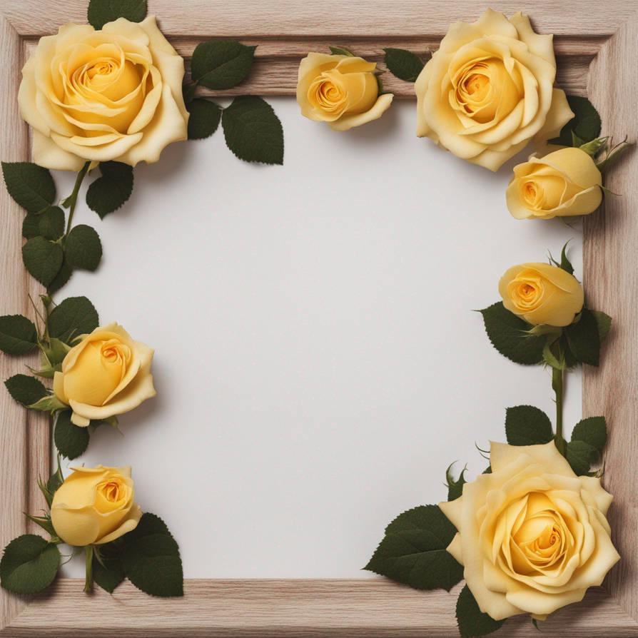 Wooden Roses Frame Wooden frame, with yellow roses around the edges, by Karoglan46 on ...