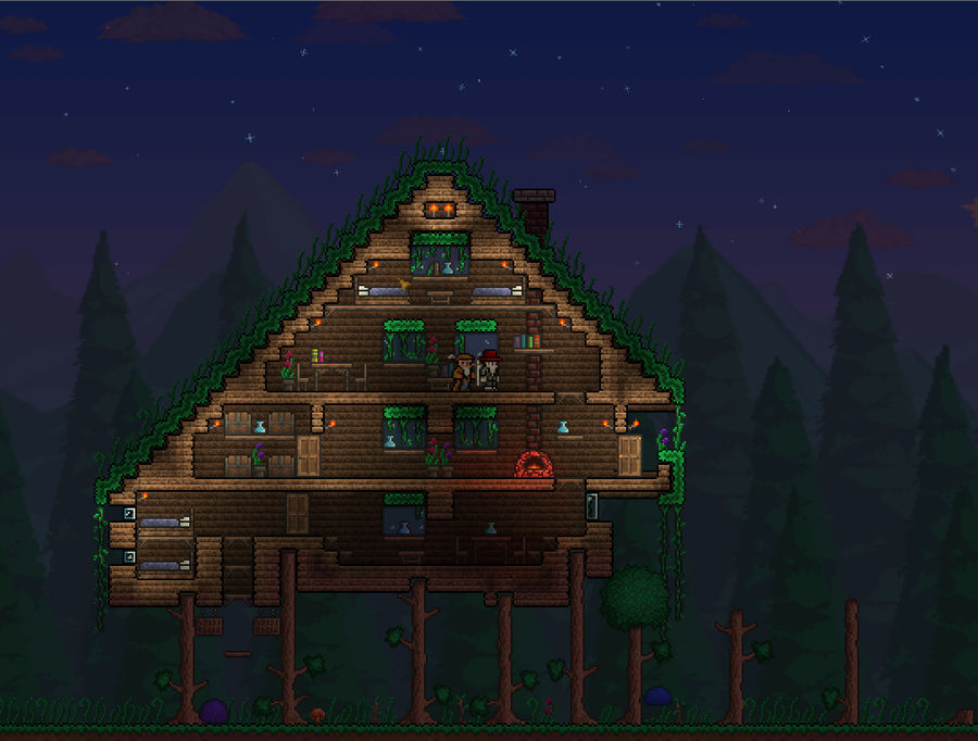 Terraria Simple Treehouse Terraria Treehouse by Eikester on DeviantArt