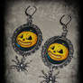 Ghoulish Pumpkin Spider Earrings