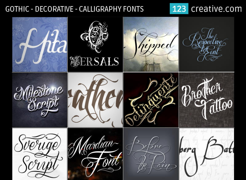 Gothic Decorative Calligraphy Fonts by 123creative on DeviantArt
