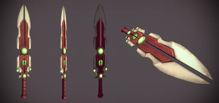 hand painted low poly sword