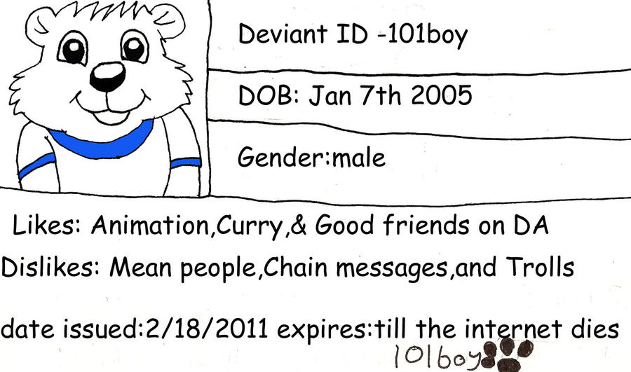 101boy's ID card