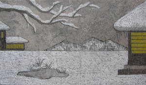 Winter landscape drawing