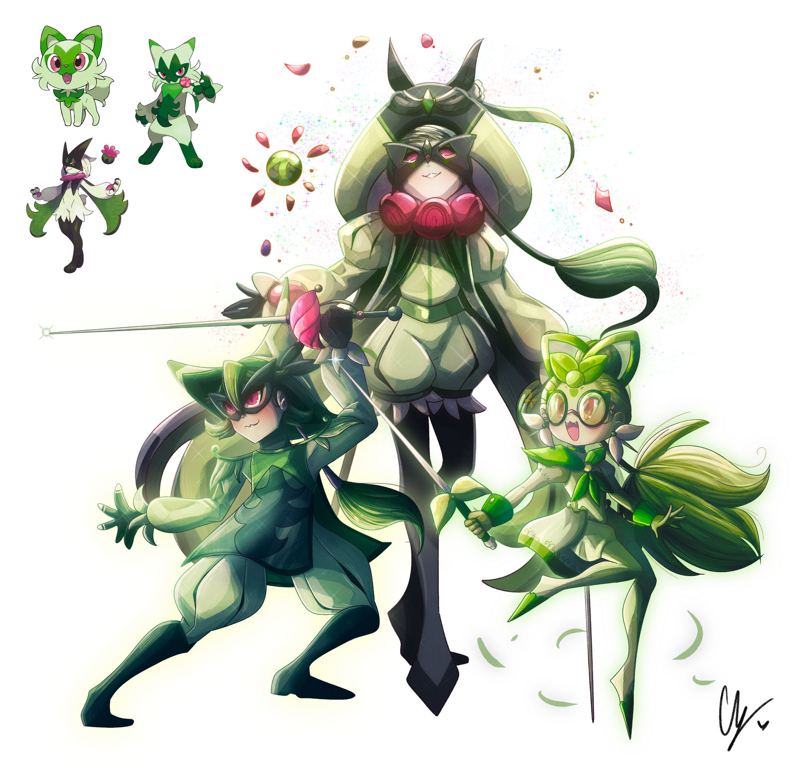 The Sprigatito Line by iingo on DeviantArt
